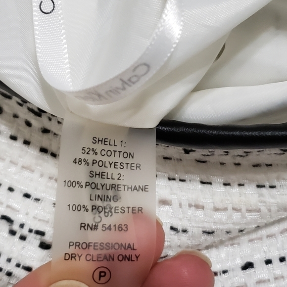 Calvin Klein Tweed Textured Marled Pattern Faux Leather Trim Pencil Skirt Size 2 - Picture 8 of 9